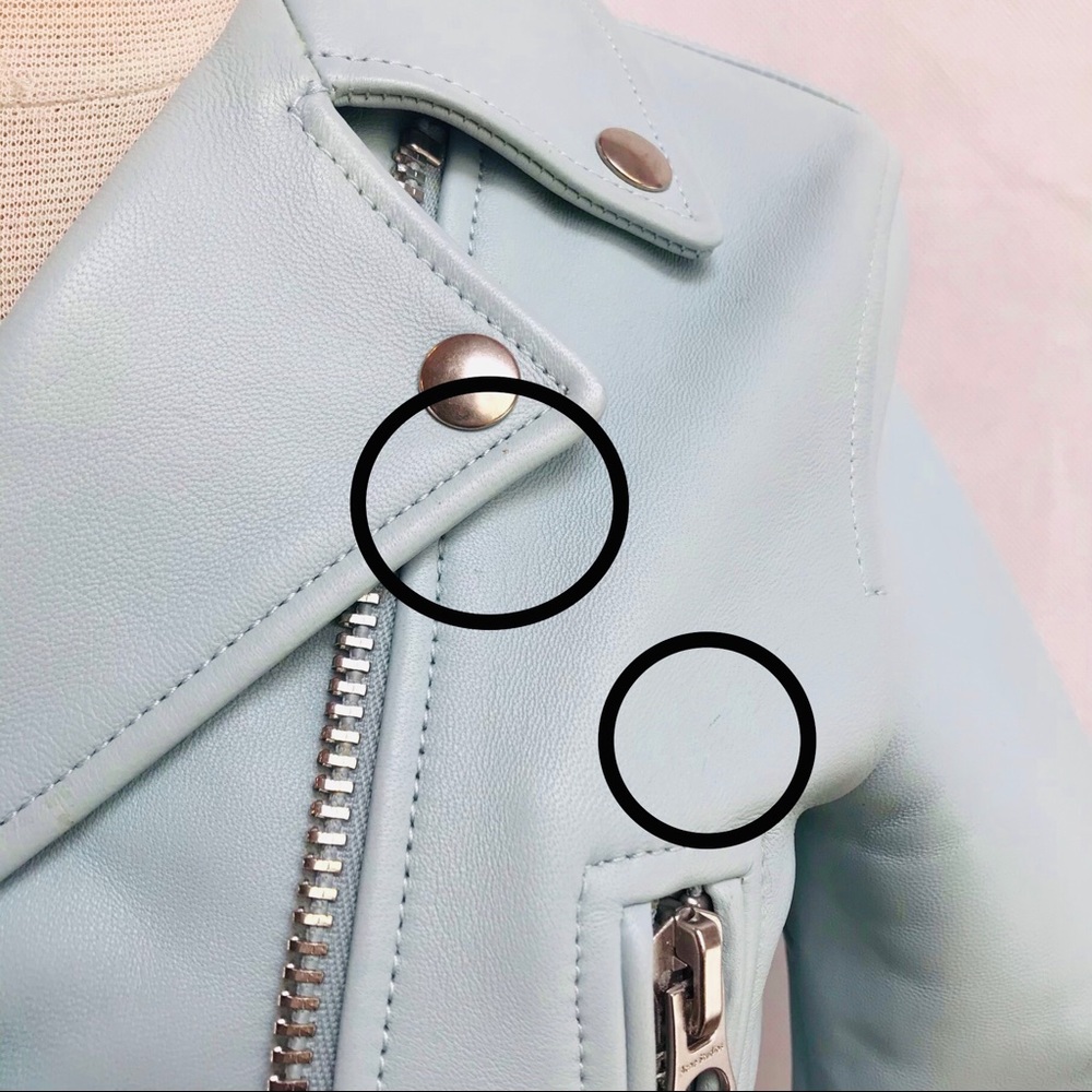ACNE STUDIOS Mock Leather Jacket In Blue Size 2 - Picture 8 of 13